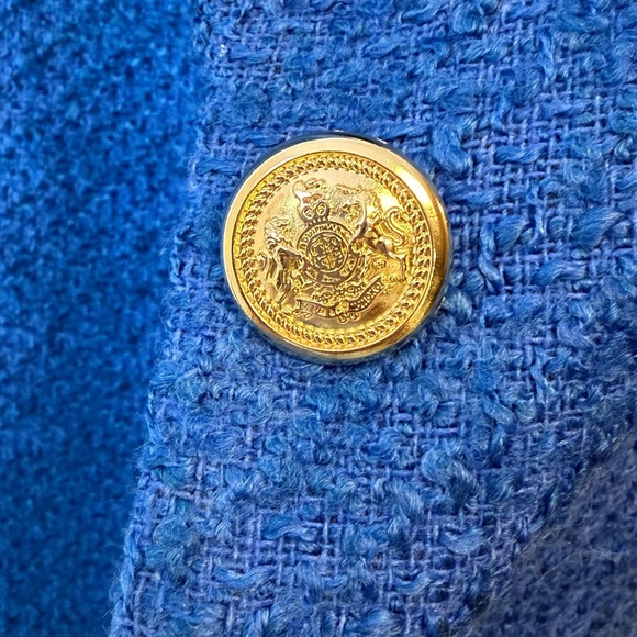 Zara Blue and Gold Quilted Blazer with Notched Lapels SIZE M NWT - Picture 8 of 14